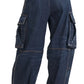 Dsquared² Blue High Waist Cotton Cargo Baggy Denim Jeans