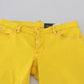 Dsquared² Yellow Cotton Low Waist Cropped Jennifer Denim Jeans