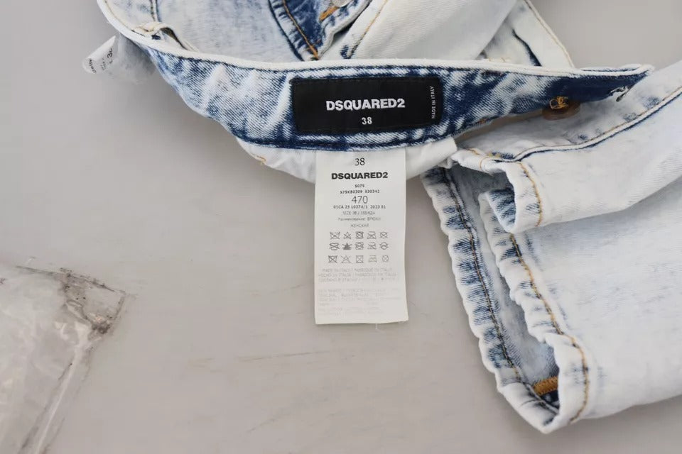 Dsquared² Light Blue Cotton High Waist Straight Denim Jeans