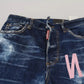 Dsquared² Blue Icon High Waist Straight Denim Boston Jeans