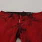 Dsquared² Red Low Waist Cotton Stretch Skinny Pants