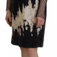 Dsquared² Black Tie Dye Mesh Long Sleeves Cotton Shift Dress