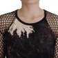 Dsquared² Black Tie Dye Mesh Long Sleeves Cotton Shift Dress