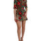 Dolce & Gabbana Brown Leopard Red Roses Cotton A-line Dress