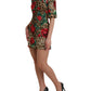 Dolce & Gabbana Brown Leopard Red Roses Cotton A-line Dress