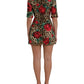 Dolce & Gabbana Brown Leopard Red Roses Cotton A-line Dress