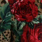 Dolce & Gabbana Brown Leopard Red Roses Cotton A-line Dress