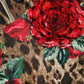 Dolce & Gabbana Brown Leopard Red Roses Cotton A-line Dress