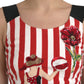 Dolce & Gabbana Red White Floral Sleeveless Sheath Midi Dress