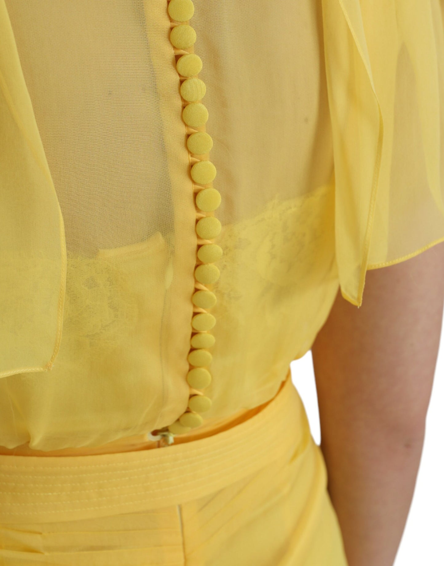 Dolce & Gabbana Yellow Silk Sheath Belted Long Maxi Dress