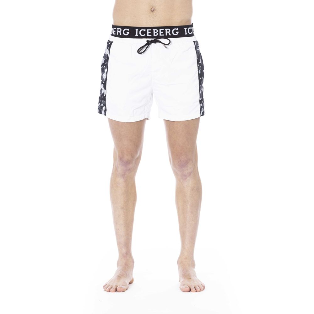 Iceberg White Polyester Men Swim Trunk