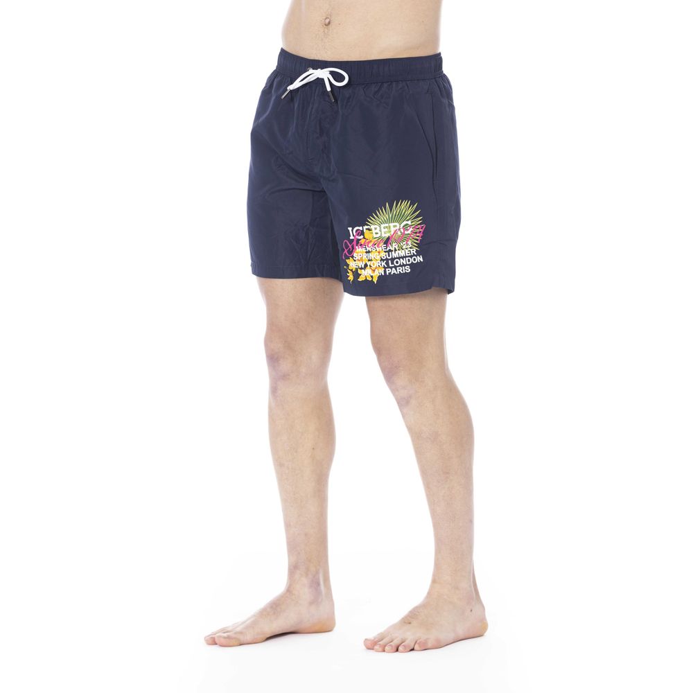 Iceberg Blue Polyester Men Swim Trunk