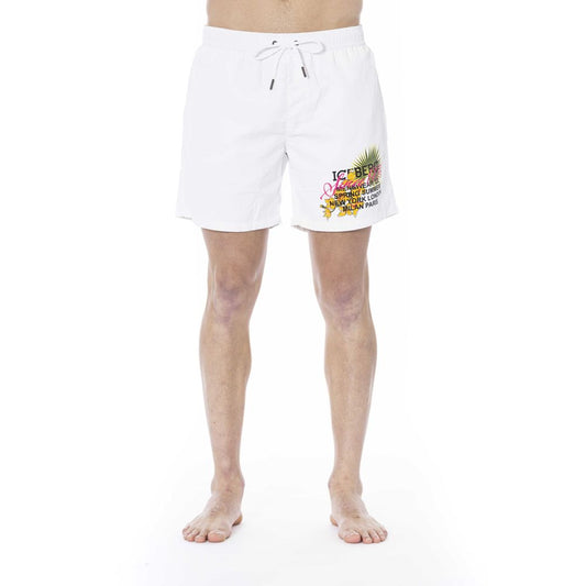 Iceberg White Polyester Men's Swim Trunk