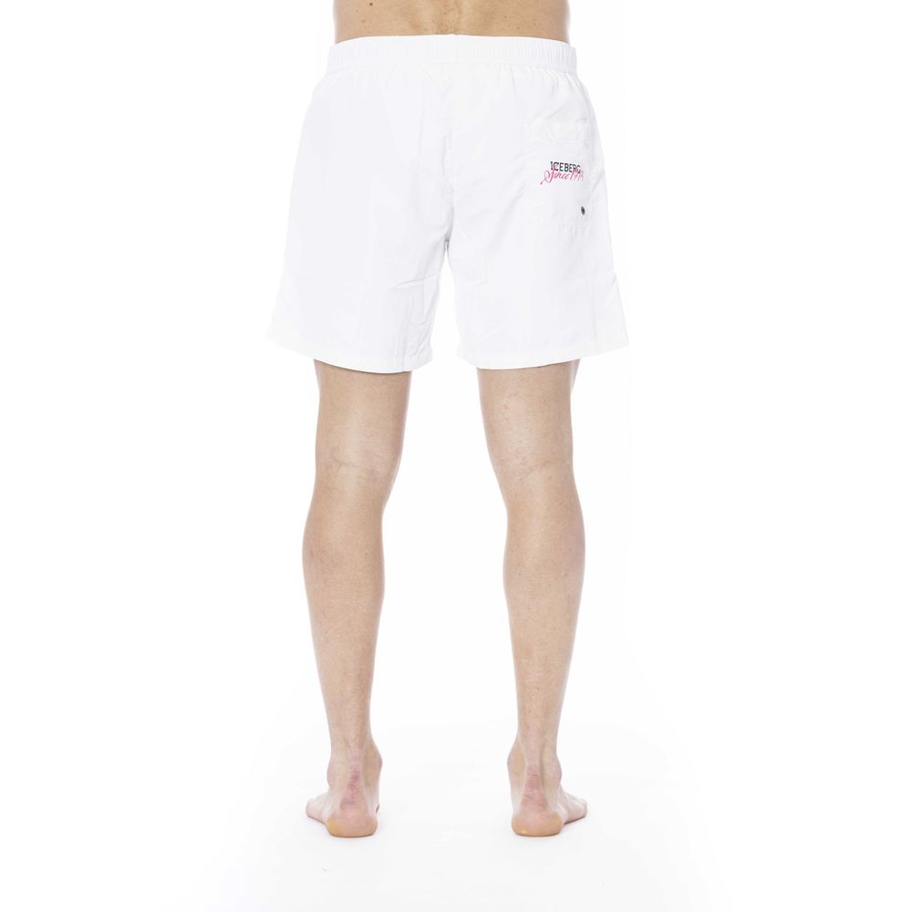 Iceberg White Polyester Men's Swim Trunk