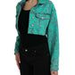 Dolce & Gabbana Green Cotton Tie Dye Cropped Cropped Denim Jacket