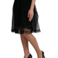 Dolce & Gabbana Black Nylon Lace Trim High Waist A-line Skirt