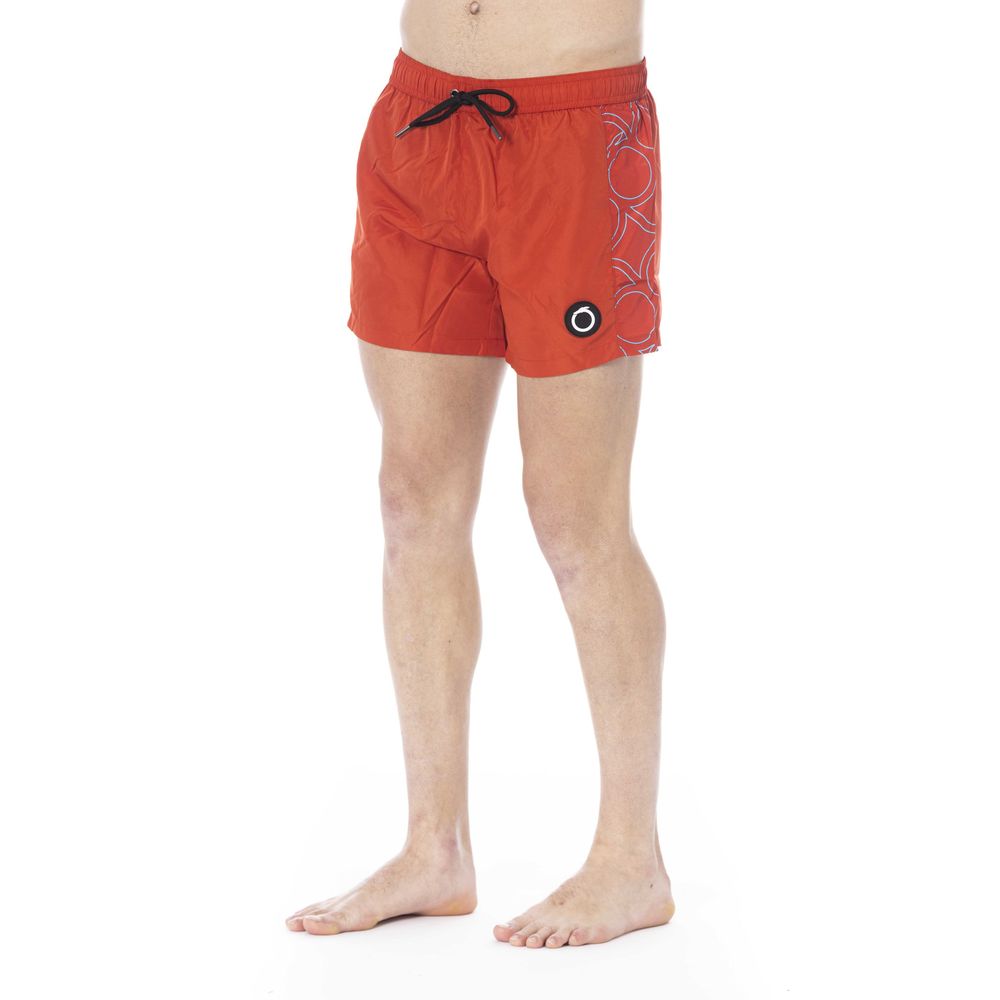 Trussardi Beachwear Red Polyester Men Swim Trunk