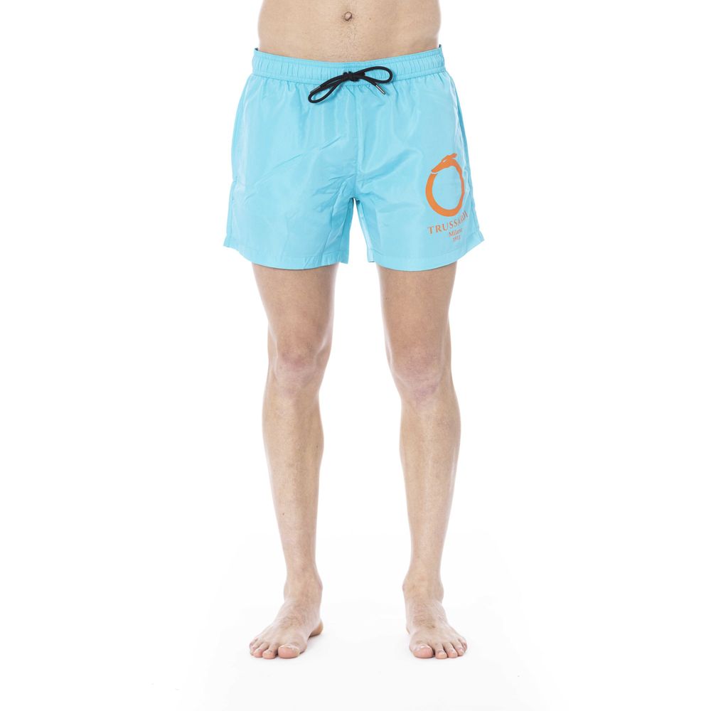 Trussardi Beachwear Light Blue Polyester Men Swim Trunk