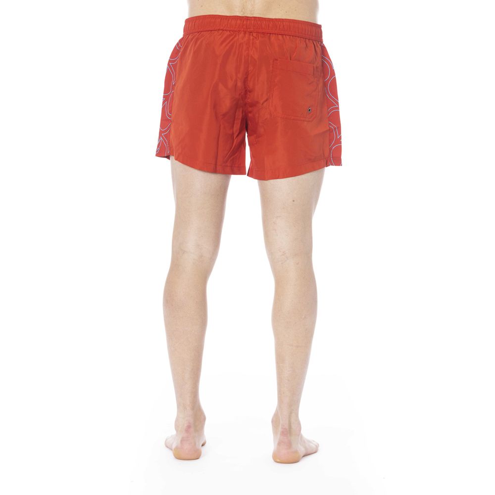 Trussardi Beachwear Red Polyester Men Swim Trunk