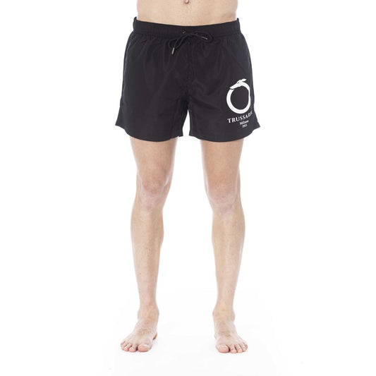 Trussardi Beachwear Black Polyester Men Swim Trunk