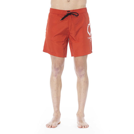 Trussardi Beachwear Red Polyester Men Swim Trunk