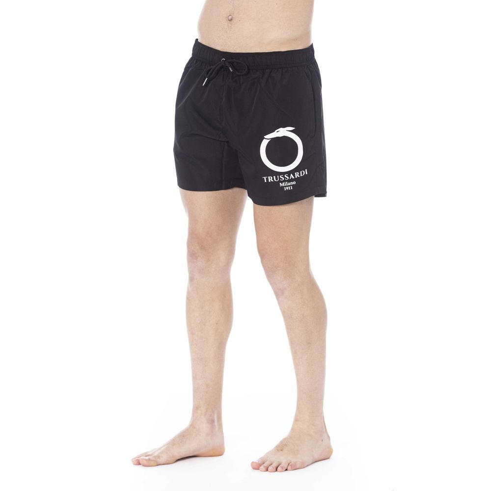 Trussardi Beachwear Black Polyester Men Swim Trunk