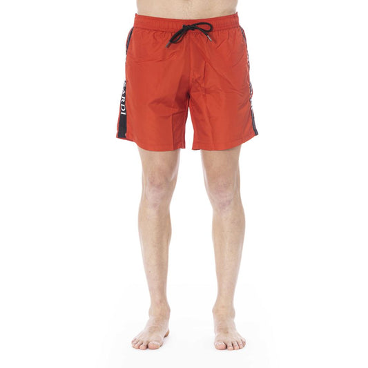 Trussardi Beachwear Red Polyester Men Swim Trunk