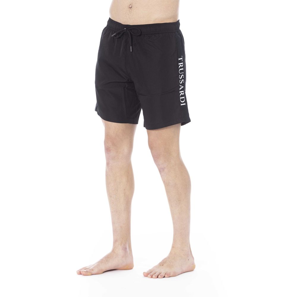 Trussardi Beachwear Black Polyester Men Swimwear