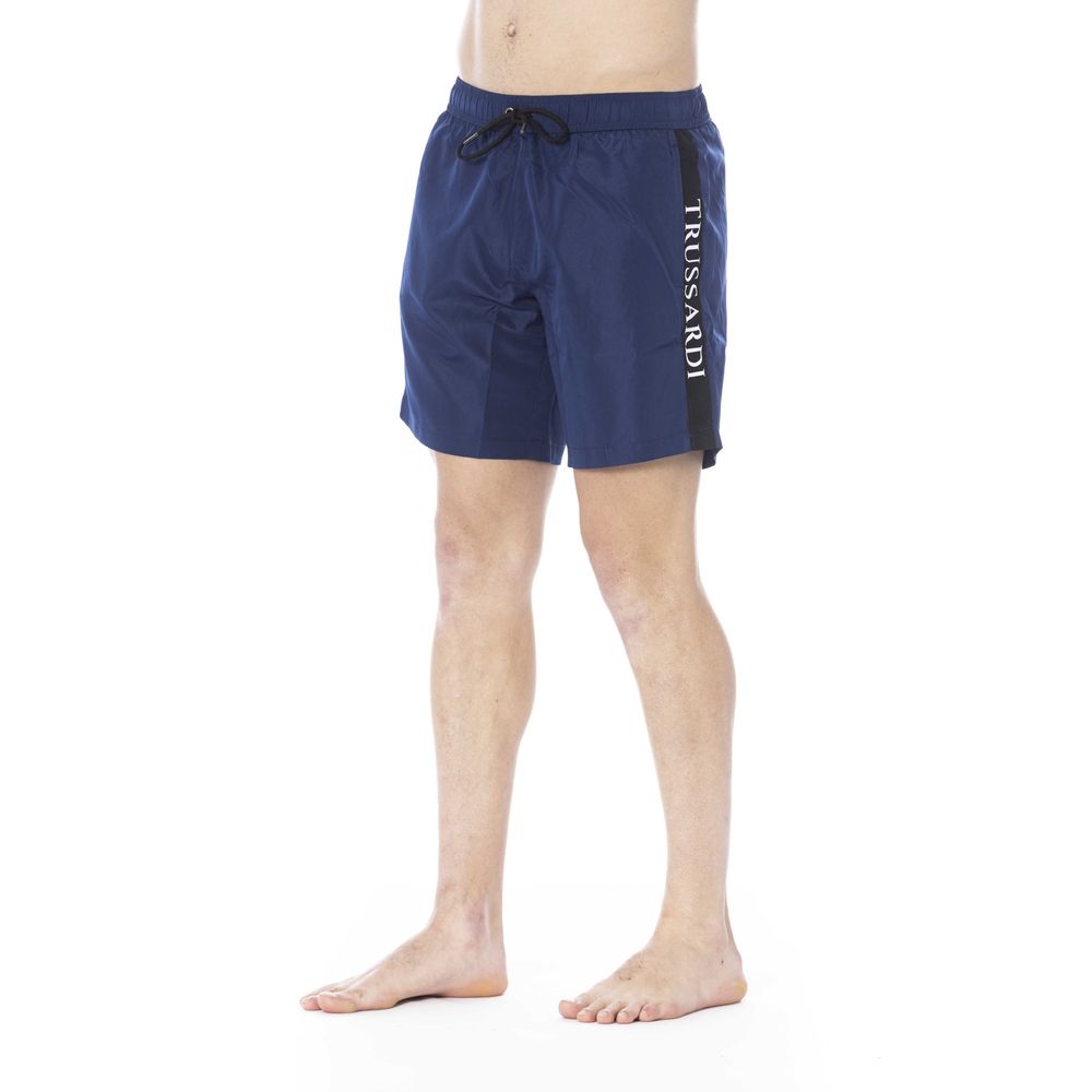 Trussardi Beachwear Blue Polyester Men Swim Trunk