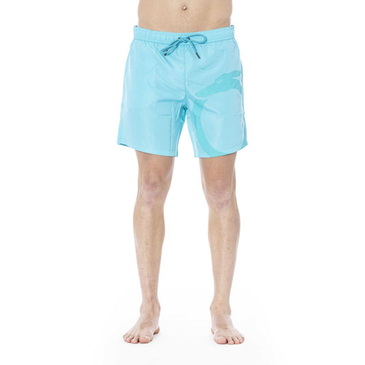 Trussardi Beachwear Light Blue Polyester Men Swim Trunk