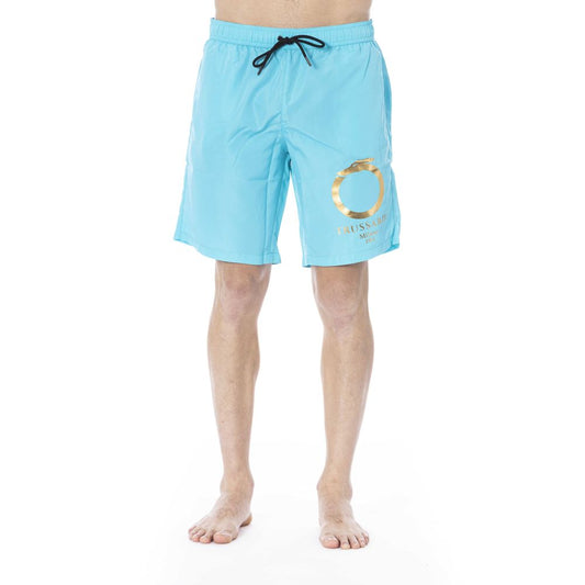 Trussardi Beachwear Light Blue Polyester Men Swim Trunk