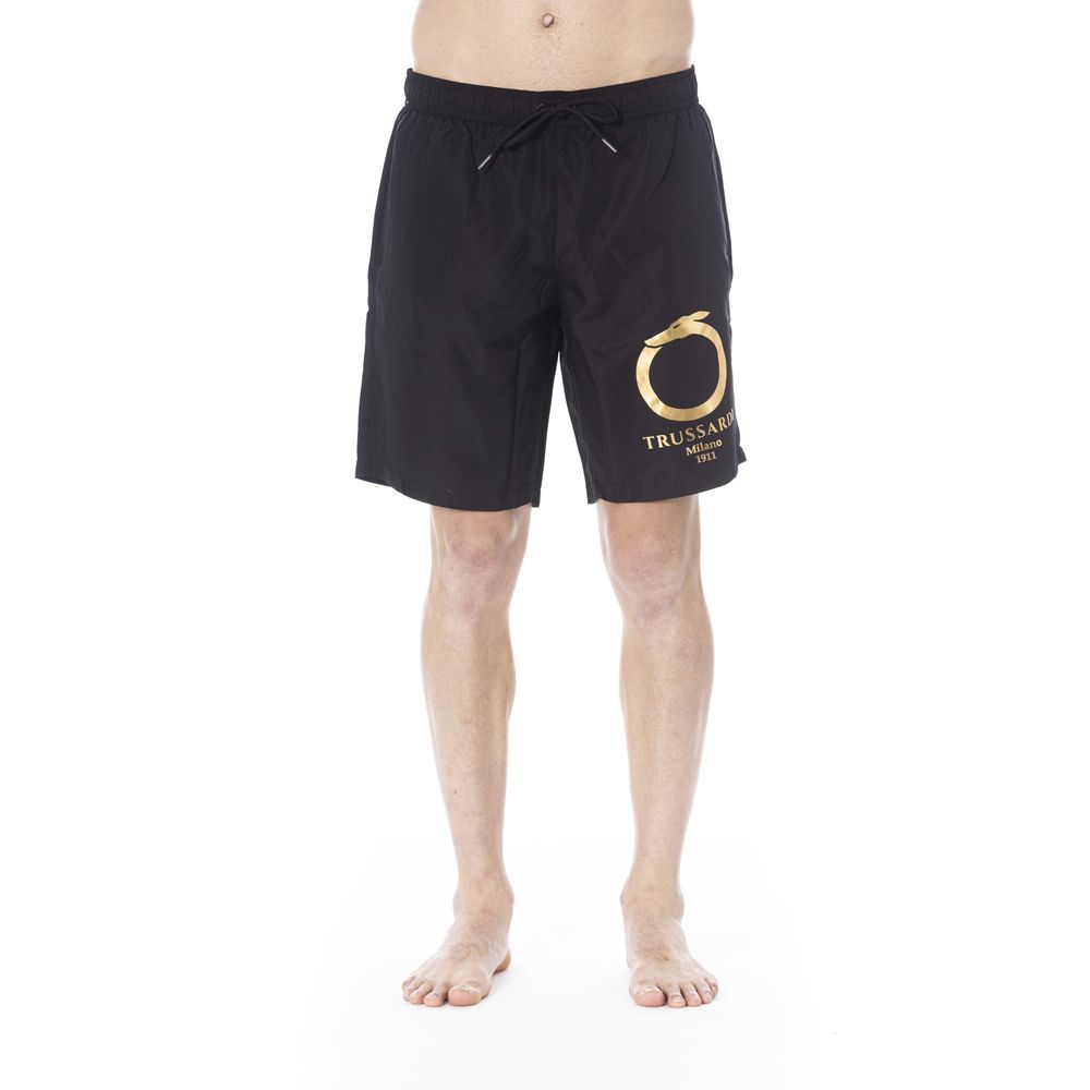 Trussardi Beachwear Black Polyester Men Swim Trunk