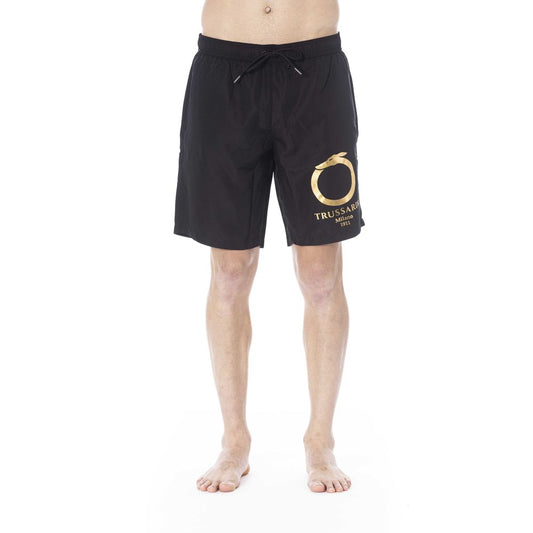 Trussardi Beachwear Black Polyester Men Swim Trunk