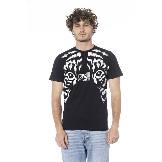 Cavalli Class Black Cotton Men T-Shirt