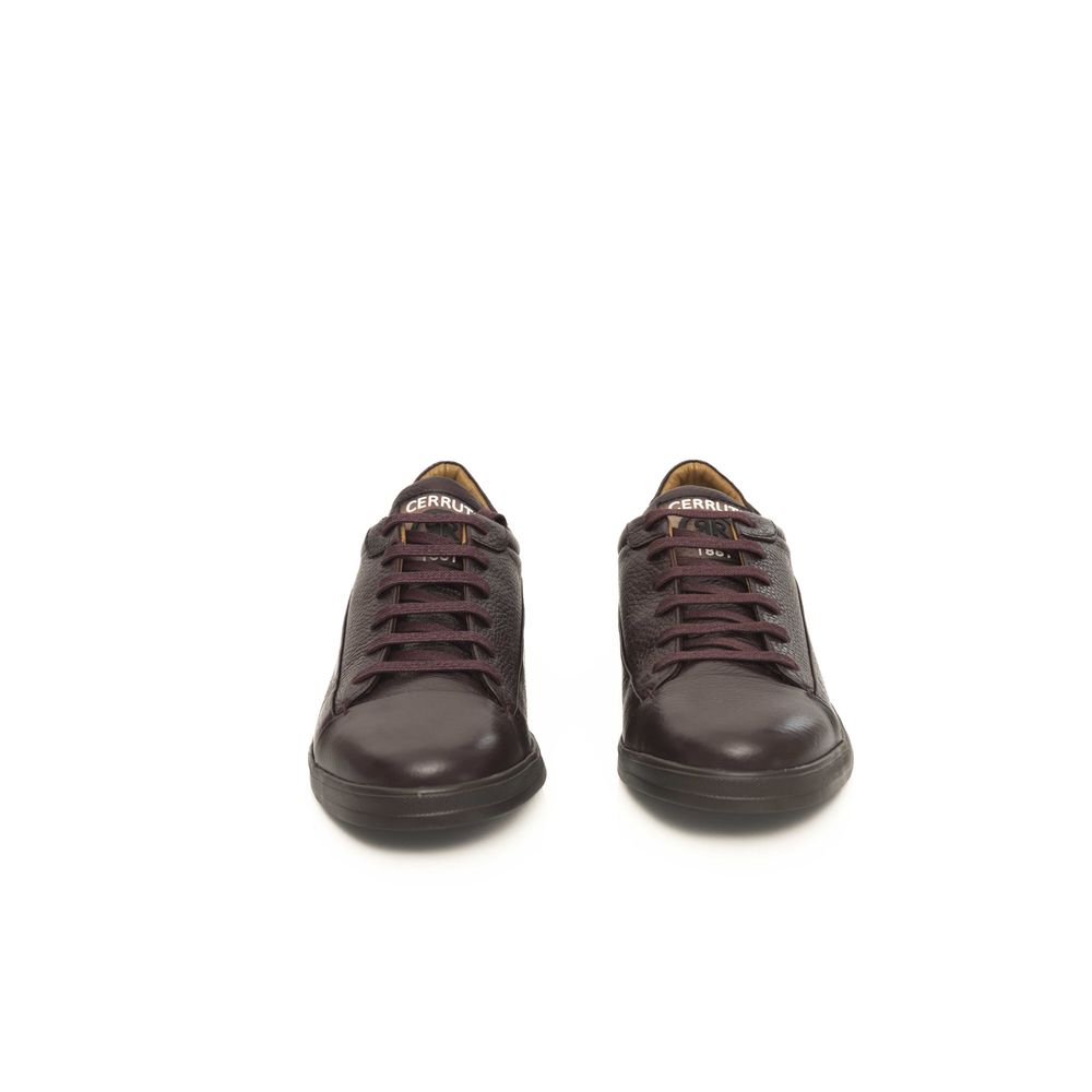 Cerruti 1881 Burgundy Leather Men Sneaker