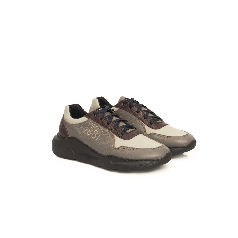 Cerruti 1881 Beige Leather Men Sneaker