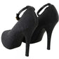 Dolce & Gabbana Black Leather Heels Fabric Socks Pumps Shoes