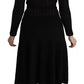 Dolce & Gabbana Black Cashmere Long Sleeve Sheath Midi Dress