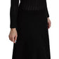 Dolce & Gabbana Black Cashmere Long Sleeve Sheath Midi Dress