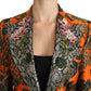 Dolce & Gabbana Orange Floral Brocade Coat Blazer Jacket