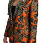 Dolce & Gabbana Orange Floral Brocade Coat Blazer Jacket