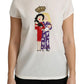 Dolce & Gabbana White #dgfamily Round Neck Crystal Crown Top