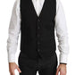 Dolce & Gabbana Black Wool Stretch Waistcoat Formal Dress Vest