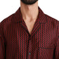 Dolce & Gabbana Black Red Zigzag Pattern Casual Shirt