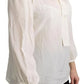 Dolce & Gabbana Off White Scarfneck Long Sleeves Blouse Silk Top