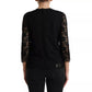 Dolce & Gabbana Black Floral Lace Long Sleeves Blouse Top