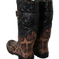 Dolce & Gabbana Black Brown Leopard Booties Boots Shoes