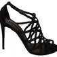 Dolce & Gabbana Black Suede Ankle Strap Stiletto Shoes