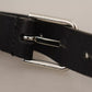 Dolce & Gabbana Black Classic Calf Leather Metal Box Buckle Belt