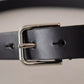 Dolce & Gabbana Black Classic Calf Leather Metal Box Buckle Belt